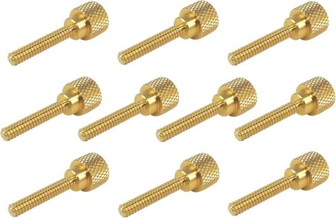 10 عبوات من مسامير الإبهام المخرشة المصنوعة من النحاس الصلب مقاس 6-32 × 3/4 بوصة مع أكتاف مستقيمة وخيوط اليد اليمنى SAE طرف مسطح غير مطلي (خيوط طويلة 6-32 × 3/4 بوصة) in Kuwait