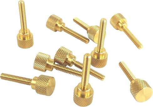 10 عبوات من مسامير الإبهام المخرشة المصنوعة من النحاس الصلب مقاس 6-32 × 3/4 بوصة مع أكتاف مستقيمة وخيوط اليد اليمنى SAE طرف مسطح غير مطلي (خيوط طويلة 6-32 × 3/4 بوصة) in Kuwait