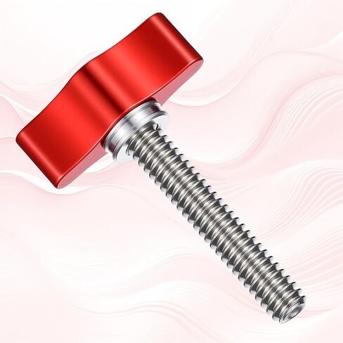 4 قطع براغي إبهام 1/4-20 × 1-1/4 بوصة، معيار من الفولاذ المقاوم للصدأ، برغي إبهام خشن، مع مقبض ألومنيوم أحمر قابل للتعديل لأعمال النجارة، داخلي، خارجي، إزالة المعدات in Kuwait