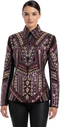 Women's Crystal Embellished Equestrian Horse Show Coat | Premium Black Long Sleeve Competition Riding Jacket in Kuwait