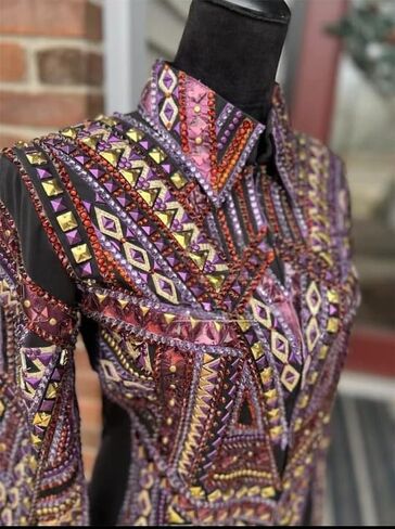 Women's Crystal Embellished Equestrian Horse Show Coat | Premium Black Long Sleeve Competition Riding Jacket in Kuwait