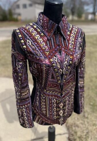 Women's Crystal Embellished Equestrian Horse Show Coat | Premium Black Long Sleeve Competition Riding Jacket in Kuwait