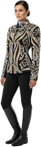 Black and Golden Women's Western Studded Detailing Jacket Rhinestone Equestrian Horse Riding Competition Coat in Kuwait