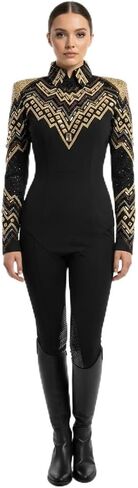 Women's Western Show Jacket Black & Gold with Crystal Embellishments Rhinestone Detail Horsemanship Apparel in Kuwait