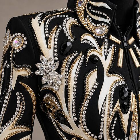 Showmanship Jacket Black White Gold Crystal Western Horse Show Competition Jacket in Kuwait