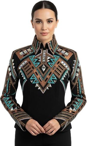 Turquoise & Bronze Crystal Embellished Equestrian Competition Coat with Stretch Fabric in Kuwait