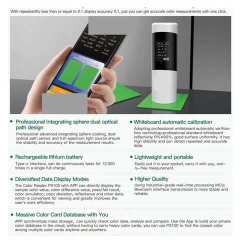 Digital Precise Color Difference Meter Tester Portable Colorimeter PS100 Skin Tone Mini Colorimeter for Color Capturing, Matching Multi-Functional in Kuwait