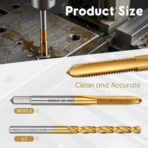 M5x0.8 Tap and 4.2mm Drill Bit Kit, Spiral Point Tap and Straight Handle Drill, M2 HSS Metric Drills and Taps Set for Metalworking and Precision Repair in Kuwait