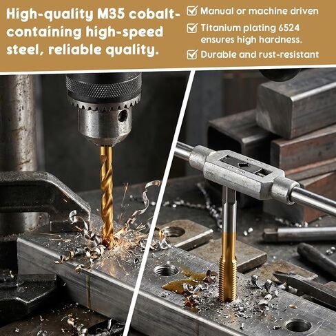 M5x0.8 Tap and 4.2mm Drill Bit Kit, Spiral Point Tap and Straight Handle Drill, M2 HSS Metric Drills and Taps Set for Metalworking and Precision Repair in Kuwait