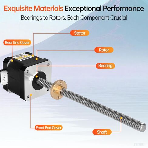 5Pcs Nema 17 Stepper Motor TR8x8 310mm T8 Lead Screw 42x40mm 0.44Nm | 42 Step Motor 62.31oz·in 1.8°‌ 1.7A 1.7Ω Bipolar 2 Phase High Torque 4-Wire Cable 1M for 38D Printer DIY Robot CNC Machine in Kuwait
