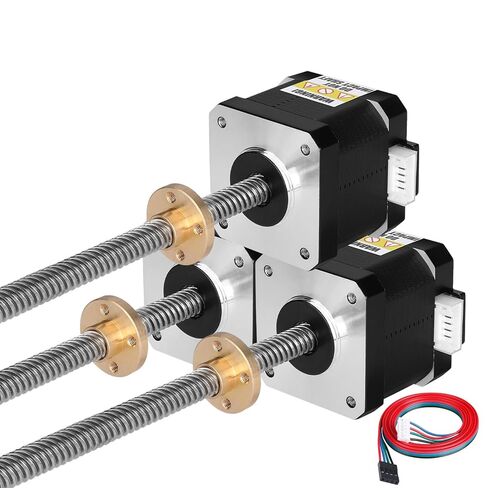 3Pcs Nema 17 Stepper Motor TR8x8 400mm T8 Lead Screw 42x40mm 0.44Nm | 42 Step Motor 62.31oz·in 1.8°‌ 1.7A 1.7Ω High Torque 2 Phase Bipolar 4-Lead Cable 1M for 43D Printer DIY Robot CNC Machine in Kuwait