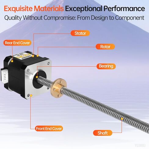 3Pcs Nema 17 Stepper Motor TR8x8 400mm T8 Lead Screw 42x40mm 0.44Nm | 42 Step Motor 62.31oz·in 1.8°‌ 1.7A 1.7Ω High Torque 2 Phase Bipolar 4-Lead Cable 1M for 43D Printer DIY Robot CNC Machine in Kuwait