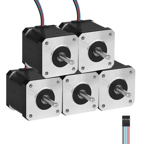 5Pack Nema 17 Stepper Motor 42x47mm 0.6Nm (84.97oz·in) 2.3A 1.6Ω | 42 Stepper Motor 1.8‌°‌ 2 Phase High Torque Shaft 24mm φ5mm 4-Wire Cable 1M for 3D Printer DIY Robot CNC Machine in Kuwait