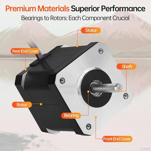 5Pack Nema 17 Stepper Motor 42x47mm 0.6Nm (84.97oz·in) 2.3A 1.6Ω | 42 Stepper Motor 1.8‌°‌ 2 Phase High Torque Shaft 24mm φ5mm 4-Wire Cable 1M for 3D Printer DIY Robot CNC Machine in Kuwait