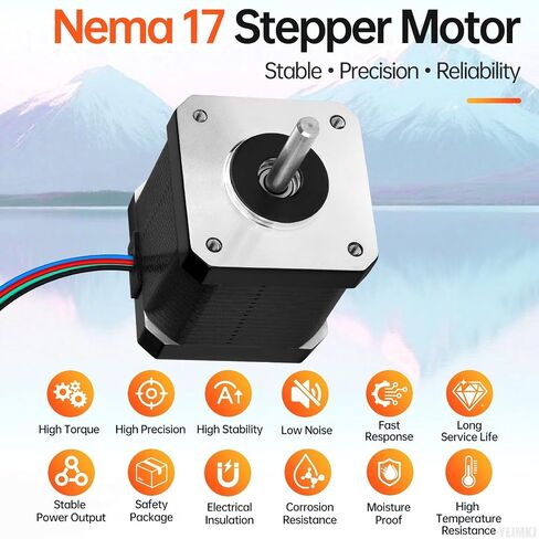 5Pack Nema 17 Stepper Motor 42x47mm 0.6Nm (84.97oz·in) 2.3A 1.6Ω | 42 Stepper Motor 1.8‌°‌ 2 Phase High Torque Shaft 24mm φ5mm 4-Wire Cable 1M for 3D Printer DIY Robot CNC Machine in Kuwait