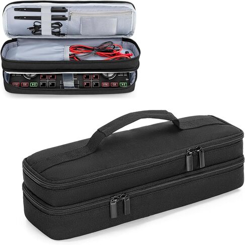 حقيبة وحدة تحكم DJ المحمولة من Yarwo متوافقة مع خلاط اللمس Numark DJ2GO2، وحقيبة سفر مزدوجة الطبقة مع حزام تثبيت للوحة DJ الجيبية، وكابل USB، وكابلات RCA وغيرها من الملحقات (الحقيبة فقط) in Kuwait