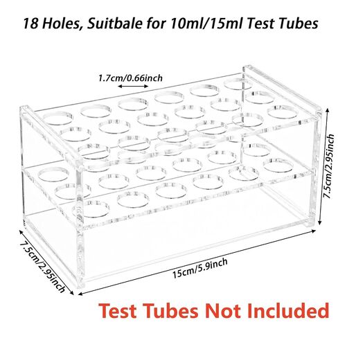 Lawei 4 Pack Clear Acrylic Test Tube Rack, 18 Holes Test Tube Holder for 10ML/15ML Tubes with 17MM Hole Diameter, 3-Layer Stable Plastic Centrifuge Tube Holder for Lab, Home, School, Display in Kuwait