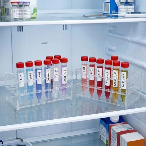 Lawei 4 Pack Clear Acrylic Test Tube Rack, 18 Holes Test Tube Holder for 10ML/15ML Tubes with 17MM Hole Diameter, 3-Layer Stable Plastic Centrifuge Tube Holder for Lab, Home, School, Display in Kuwait