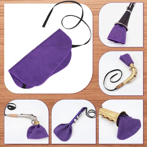 Domensi 3 Pcs 7.8 x 7.8 inches Clarinet Cleaning Swab Cloth for Inside Tube Microfiber Swab Cleaner for Bb Clarinet Suitable for Piccolo Flute Sax Saxophone in Kuwait