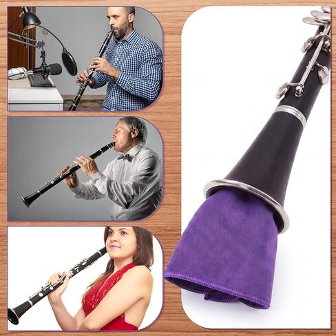 Domensi 3 Pcs 7.8 x 7.8 inches Clarinet Cleaning Swab Cloth for Inside Tube Microfiber Swab Cleaner for Bb Clarinet Suitable for Piccolo Flute Sax Saxophone in Kuwait