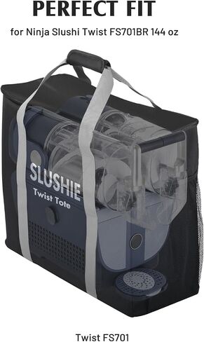 حقيبة حمل BoomBa لجهاز Ninja SLUSHI Twist FS701BR سعة 144 أونصة، غطاء سفر مفتوح من الأعلى مع أحزمة يد، حقيبة تخزين مع جيب شبكي ومقسم داخلي، أسود in Kuwait