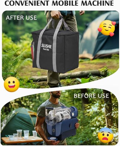 حقيبة حمل BoomBa لجهاز Ninja SLUSHI Twist FS701BR سعة 144 أونصة، غطاء سفر مفتوح من الأعلى مع أحزمة يد، حقيبة تخزين مع جيب شبكي ومقسم داخلي، أسود in Kuwait