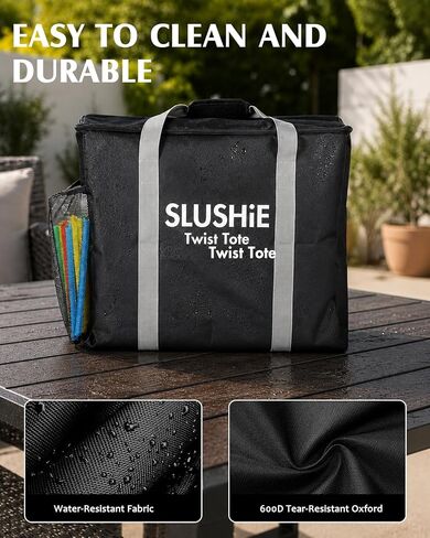 حقيبة حمل BoomBa لجهاز Ninja SLUSHI Twist FS701BR سعة 144 أونصة، غطاء سفر مفتوح من الأعلى مع أحزمة يد، حقيبة تخزين مع جيب شبكي ومقسم داخلي، أسود in Kuwait