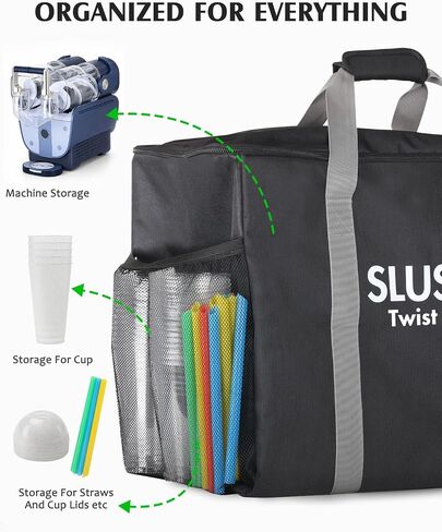 حقيبة حمل BoomBa لجهاز Ninja SLUSHI Twist FS701BR سعة 144 أونصة، غطاء سفر مفتوح من الأعلى مع أحزمة يد، حقيبة تخزين مع جيب شبكي ومقسم داخلي، أسود in Kuwait