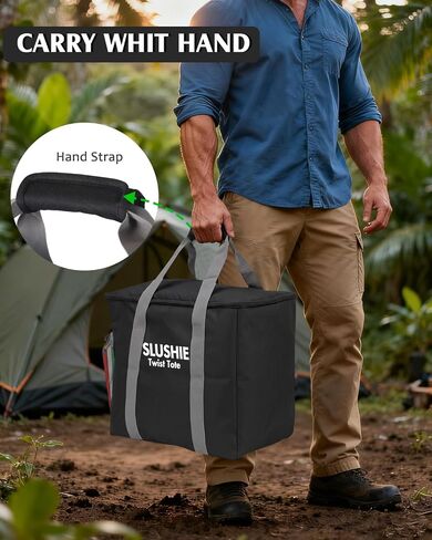 حقيبة حمل BoomBa لجهاز Ninja SLUSHI Twist FS701BR سعة 144 أونصة، غطاء سفر مفتوح من الأعلى مع أحزمة يد، حقيبة تخزين مع جيب شبكي ومقسم داخلي، أسود in Kuwait