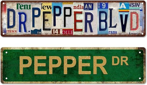 2 Pack 16"x4" Inch Vintage Vinyl Laminated Wall Decor "Dr.Pepper Blvd" Gift Dr Pepper Lovers Home Bar Basement Garage ManCave Rustic Humor Décor Art Poster Pub Wall Art in Kuwait