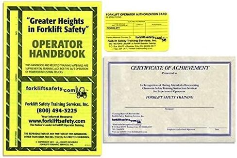 Forklift Safety Training Replenishment Pack | English | 20 Operator Handbooks + Recertification Materials | OSHA 29 CFR 1910.178 | ForklifSafety.com | English Refill Pack- Includes 20 Authorization (wallet) Cards, 20 Certificate of Achievements, 20 Handbo in Kuwait