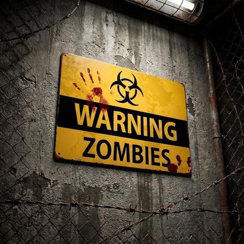Vintage Fallout Shelter Metal Sign, Yellow and Black, Distressed Nuclear Warning Design, Retro Military Industrial Style Wall Decor in Kuwait