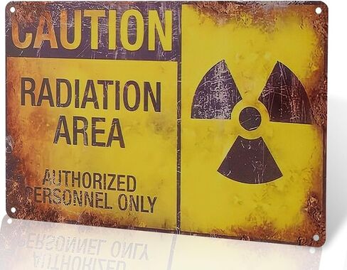 Vintage Fallout Shelter Metal Sign, Yellow and Black, Distressed Nuclear Warning Design, Retro Military Industrial Style Wall Decor in Kuwait