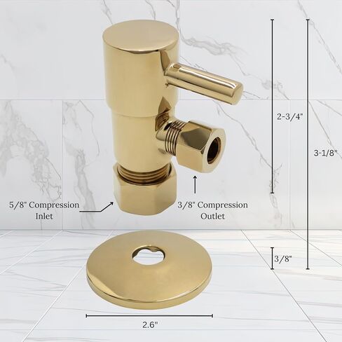 Westbrass A1938QRL-01 Freestanding Pedestal Lavatory Sink Installation Kit with Flat Trap and 1/4-Turn Lever Handles, Polished Brass in Kuwait