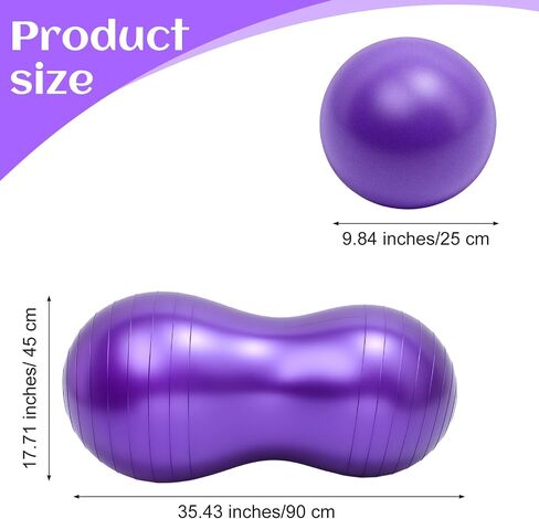 2PCS Peanut Balls 35.43×17.71 inch Exercise Yoga Pregnancy Ball with Pump, Anti Burst Physical Therapy Equipment for Labor Birthing Core Strength Training, Home Gym Fitness in Kuwait