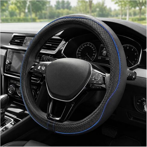 غطاء عجلة قيادة السيارة ، حامي عجلة القيادة التلقائي البالغة 15 بوصة ، محيط كامل ، غلاف عجلة توجيه ناعمة للرجال ، والملحقات الداخلية للسيارة (الأسود والأحمر) in Kuwait