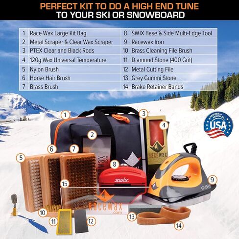 RaceWax Elite Ski Wax Tuning Kit + All Metal World Cup Ski Vise in Kuwait