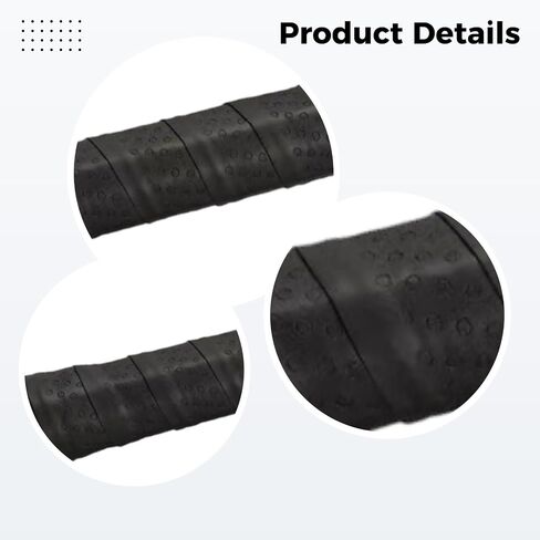 Black PU Racket Grip Tape, Inner Stalk Skin, 1.0 mm Thick, 41.3 in / 105 cm Long, Shock-Absorbing, Sweat Absorbent for Tennis, Badminton, Squash in Kuwait