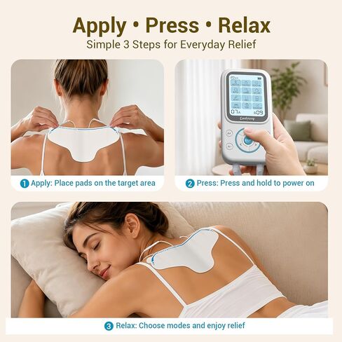 Comfytemp TENS Unit with Specialized Pads for Lower Back & Neck Shoulder Pain Relief, Easy-to-Use TENS Unit Muscle Stimulator with Large Display, Portable Dual Channel TENS Machine with Carrying Case in Kuwait