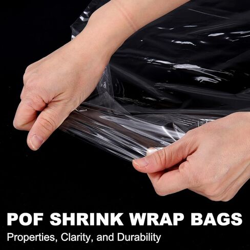 uxcell 50 Pcs Heat Shrink Wrap Bags, 15" x 22" POF Clear Heat Shrink Film Wrap for Gift Baskets, Packaging Collection, Homemade DIY, Handmade Crafts, Cookie in Kuwait