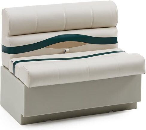 DeckMate Complete 38" Premium Pontoon Boat Seat Bench and Base - Ivory, Green and Tan in Kuwait
