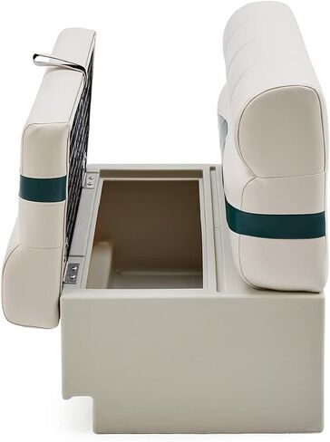 DeckMate Complete 38" Premium Pontoon Boat Seat Bench and Base - Ivory, Green and Tan in Kuwait