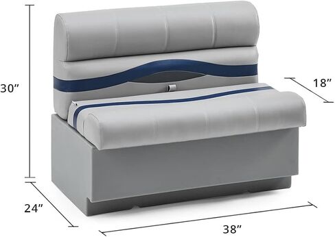 DeckMate Complete 38" Premium Pontoon Boat Seat Bench and Base - Ivory, Green and Tan in Kuwait