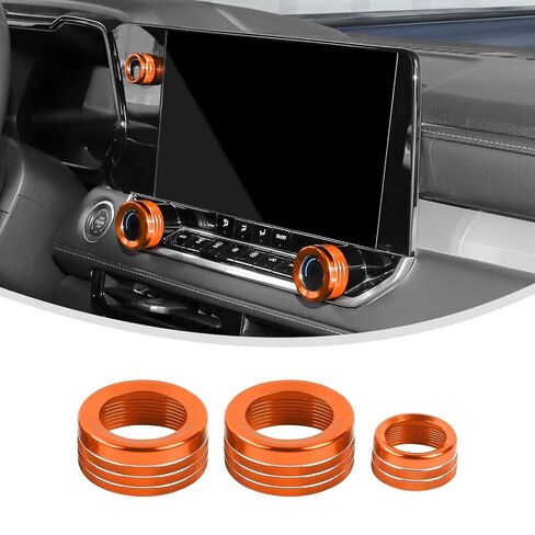 أغطية مقابض Linskip Dash لـ GMC Canyon 2023 2024 2025 2026+، مجموعات مقابض التحكم بمفتاح الألومنيوم لملحقات Canyon الداخلية (برتقالي) in Kuwait