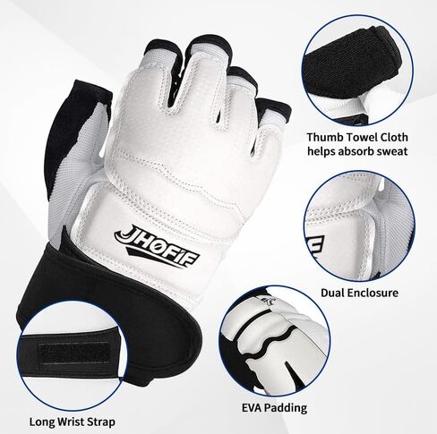 Taekwondo Hand and Foot Protectors for Adult and Youth, Sanda Foot Back and Foot Surface Protectors, Combat Gloves, Half-Finger Sanda Gloves. in Kuwait