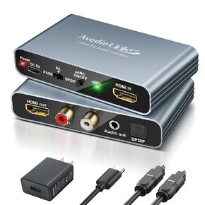 محول مستخرج الصوت 8K eARC HDMI، محول ARC HDMI 4K@120 هرتز إلى محول الصوت البصري/SPDIF RCA 3.5 مم AUX يدعم LPCM 5.1/DTS/DSD لأجهزة الكمبيوتر المحمول/صندوق التلفزيون/DVD/PS5/مكبر الصوت/مكبر الصوت | استخراج الصوت، متوافق مع HDMI in Kuwait