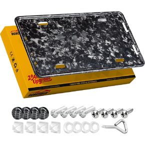 100% Carbon Fiber License Plate Frame,New Full Carbon Fiber snap-on 4 Hole License Plate Frame,unobstructed View,with Screw Caps, Anti-Vibration Pads in Saudi Arabia