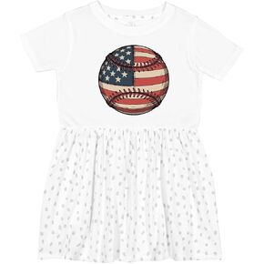 inktastic Patriotic Baseball Toddler Dress in Kuwait