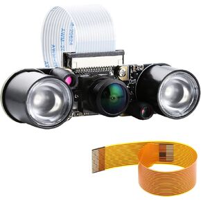 لوحدة كاميرا Raspberry Pi 5MP OV5647 مستشعر رؤية ليلية مع ضوء LED IR 1080P كاميرا ويب فيديو زاوية واسعة للغاية 160 درجة FOV تركيز قابل للتعديل متوافق مع Raspberry Pi 5 / 4B / 3B+ / 3B / Zero in Kuwait