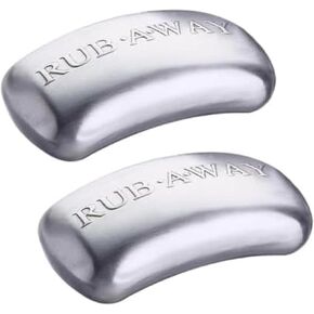 Amco Rub Away Bar، ماص للروائح من الفولاذ المقاوم للصدأ (3.1 بوصة × .7 بوصة) - مطبخ آمن للغسل في غسالة الأطباق وأساسيات خارجية للثوم والبصل وصيد الأسماك وروائح المشي لمسافات طويلة - مزيل طبيعي للرائحة (حجم صغير) in Kuwait
